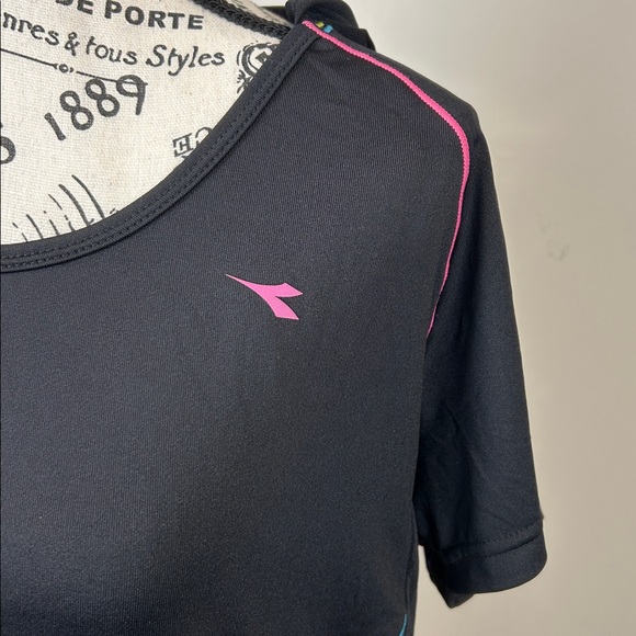 Diadora Black Pink Neon Hooded‎ Workout Hoodie XL - Picture 5 of 12